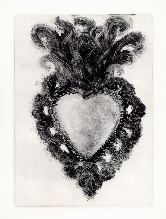 Monotype interpretation of a Sacred Heart Milagro