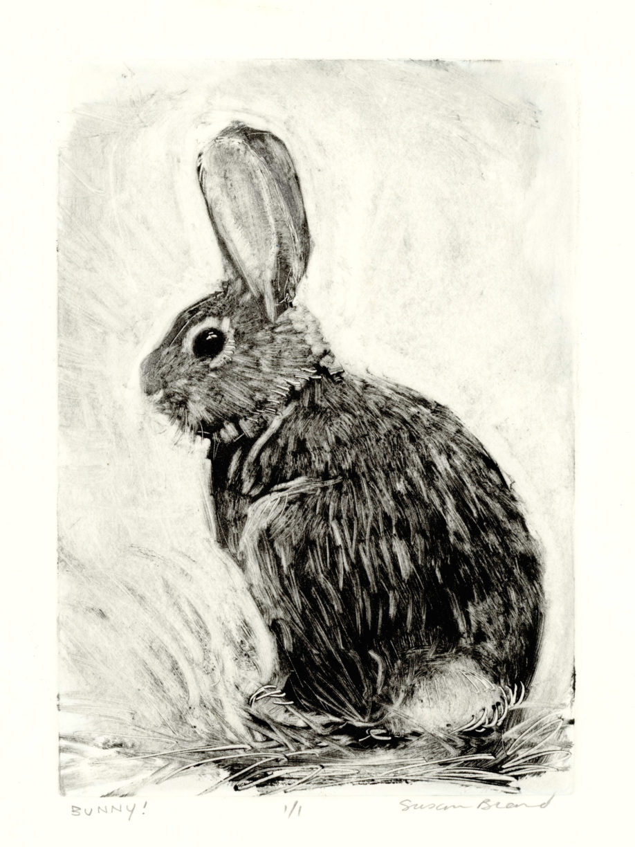 BUNNY!, 5x7 inches, monotype,  Private Collection